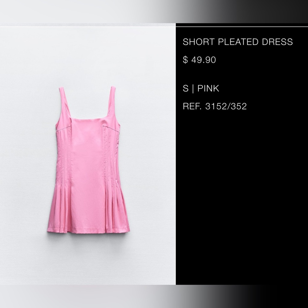 Pink Zara Short Pleated Dress
